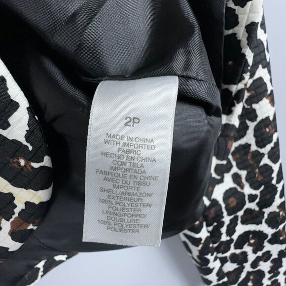 Liz Claiborne Suit Balzer Jacket Womens Size 2 Petite Animal Print Black White - Picture 5 of 11